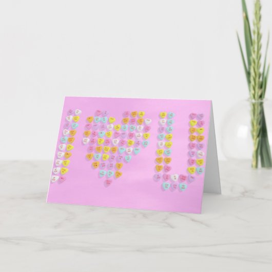 Cartes Pour Fêtes Annuelles Candy Hearts Valentine's Card avec arrière - plan (Devant)