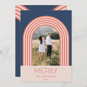 Cartes Pour Fêtes Annuelles Candy pastel rose rayure arc-en-ciel 1 photo Noël