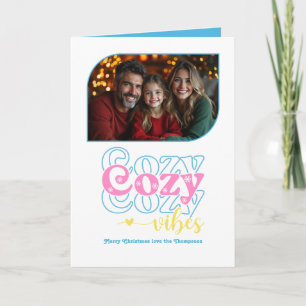 Cartes Pour Fêtes Annuelles Candy Pop Cozy Vibes Photo de Noël Rétro
