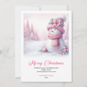 Cartes Pour Fêtes Annuelles Candy themed pink snowman kids card digital edit (Devant)