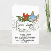 Cartes Pour Fêtes Annuelles Caniche blanche sur Tabouret Noël Salutations (Dos)