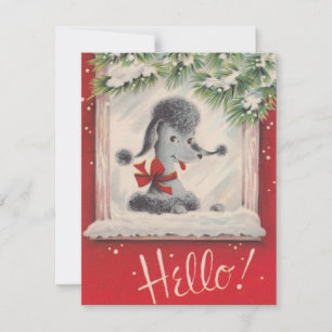 Cartes Pour Fêtes Annuelles Caniche de Noël Vintage