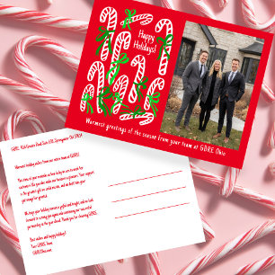 Cartes Pour Fêtes Annuelles Canne à sucre de Noël sur mesure avec PHOTO PERSON