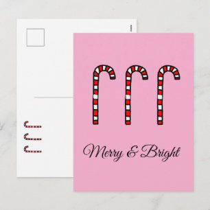 Cartes Pour Fêtes Annuelles Canne de bonbon joyeuse et lumineuse