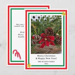 Cartes Pour Fêtes Annuelles Canneberges à ruban rouge de Noël INSÉRER PHOTO