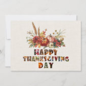 Cartes Pour Fêtes Annuelles Canva Citrouilles d'automne et feuilles Joyeux Tha (Devant)