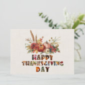 Cartes Pour Fêtes Annuelles Canva Citrouilles d'automne et feuilles Joyeux Tha (Debout devant)