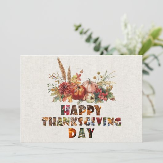 Cartes Pour Fêtes Annuelles Canva Citrouilles d'automne et feuilles Joyeux Tha (Debout devant)