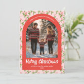 Cartes Pour Fêtes Annuelles Canycanes rose rouge Noël Custom Arch 5 Photo (Debout devant)