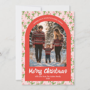 Cartes Pour Fêtes Annuelles Canycanes rose rouge Noël Custom Arch 5 Photo