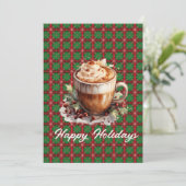 Cartes Pour Fêtes Annuelles Cappucino Festif Personnalisable (Debout devant)