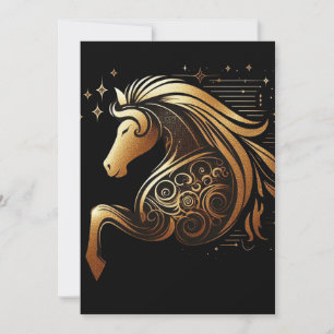 Cartes Pour Fêtes Annuelles Capricorne Zodiaque Cheval en Or Astrologie