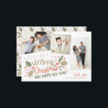 Cartes Pour Fêtes Annuelles Capture d'écran vintage à carreaux<br><div class="desc">Ce carte photo de vacances festif et chic présente notre feuillage d'hiver original dessiné à la main avec une typographie de style sucré dans des couleurs vives et des photos inclinées avec des bordures colorées. Le dos est accompagné d'un motif assorti pour une touche spéciale supplémentaire.</div>