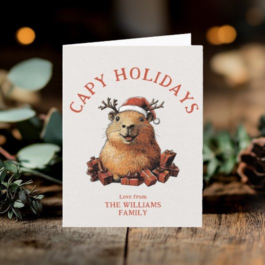 Cartes Pour Fêtes Annuelles Capy Holidays Cute Capybara Joyeux Noël Photo