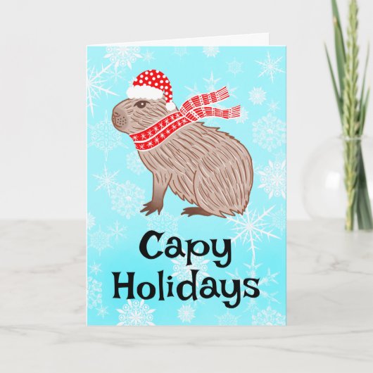 Cartes Pour Fêtes Annuelles Capy Holidays Funny Capybara Santa Hat (Devant)