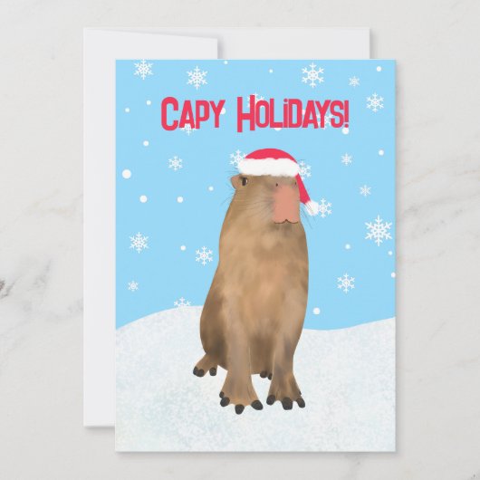 Cartes Pour Fêtes Annuelles Capy Holidays Funny Cute Capybara Pun Flat (Devant)