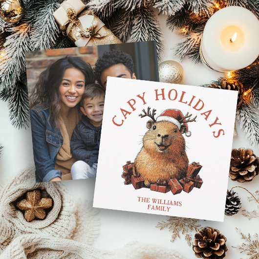Cartes Pour Fêtes Annuelles Capy Holidays Jote Fun Capybara Joyeux Noël