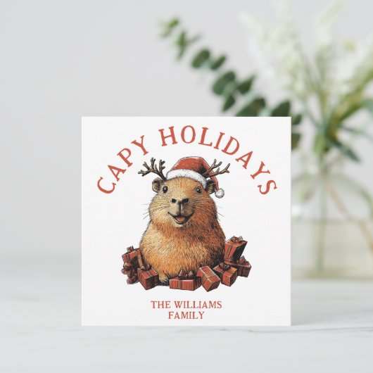 Cartes Pour Fêtes Annuelles Capy Holidays Jote Fun Capybara Joyeux Noël (Debout devant)
