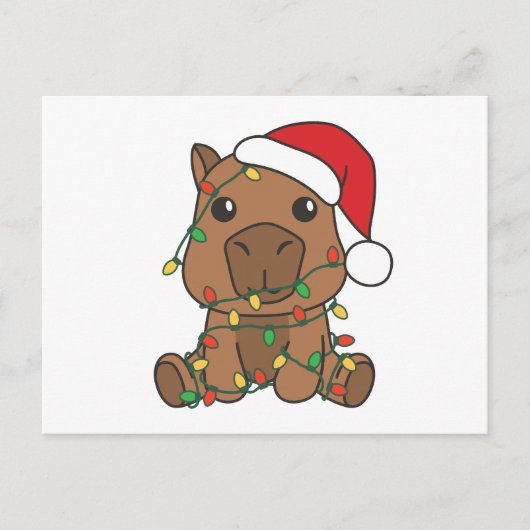 Cartes Pour Fêtes Annuelles Capybara Noël Animaux d'hiver (Devant)