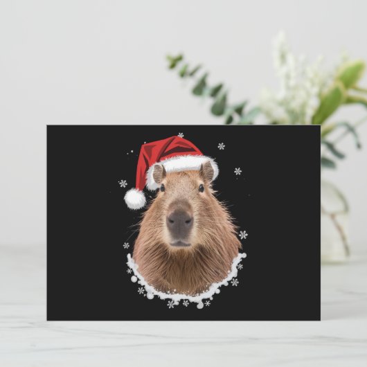 Cartes Pour Fêtes Annuelles Capybara Noël drôle (Debout devant)