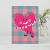 Cartes Pour Fêtes Annuelles Caractère Coeur rose mignon Saint Valentin (Debout devant)