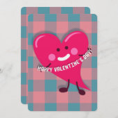 Cartes Pour Fêtes Annuelles Caractère Coeur rose mignon Saint Valentin (Devant / Derrière)