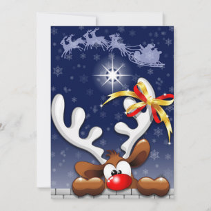 Cartes Pour Fêtes Annuelles Caractère drôle de Noël perplexe par renne