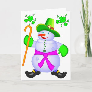 Cartes Pour Fêtes Annuelles Card-Irish Snowman Bénédiction de Noël Irlande