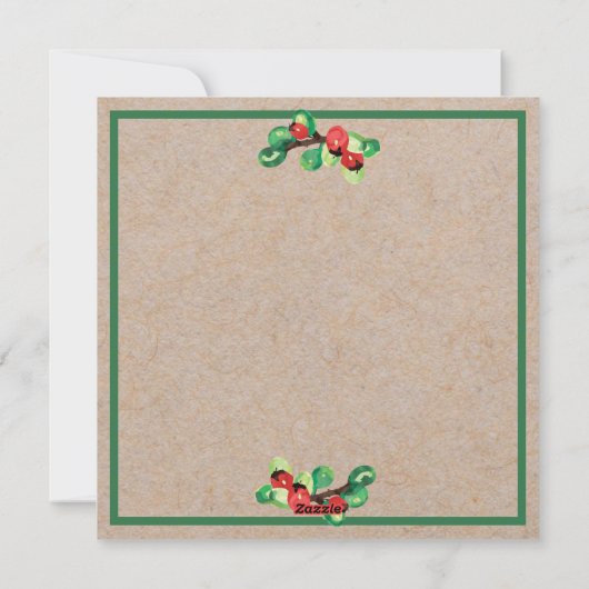 Cartes Pour Fêtes Annuelles Cardinal Bird & Berries Winter Holiday Flat Card (Dos)