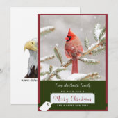 Cartes Pour Fêtes Annuelles Cardinal de Noël de neige (Devant / Derrière)