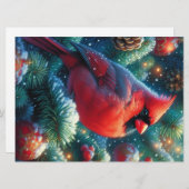 Cartes Pour Fêtes Annuelles Cardinal de Noël/hiver (Devant / Derrière)