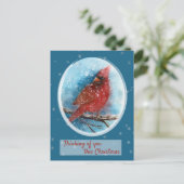 Cartes Pour Fêtes Annuelles Cardinal de Noël Penser à vous Vacances (Debout devant)