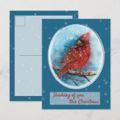 Cartes Pour Fêtes Annuelles Cardinal de Noël Penser à vous Vacances (Devant / Derrière)