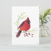 Cartes Pour Fêtes Annuelles Cardinal des Vacances Berries Art (Debout devant)