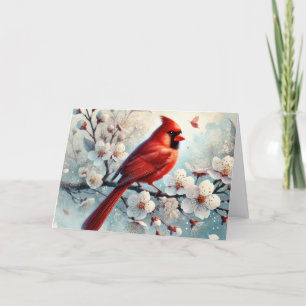 Cartes Pour Fêtes Annuelles Cardinal d'hiver avec fleurs Noël
