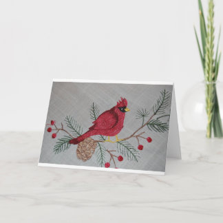 Cartes Pour Fêtes Annuelles Cardinal embroidé