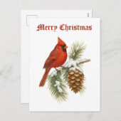 Cartes Pour Fêtes Annuelles Cardinal On Snowy Pine Tree Christmas (Devant / Derrière)