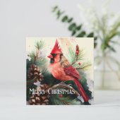 Cartes Pour Fêtes Annuelles Cardinal perché dans un arbre À feuillage persista (Debout devant)