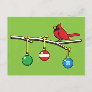 Cartes Pour Fêtes Annuelles Cardinal Rouge à Noël Branche nu