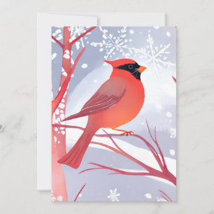 Cartes Pour Fêtes Annuelles Cardinal rouge Belle peinture à l'aquarelle