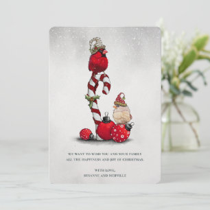Cartes Pour Fêtes Annuelles Cardinal rouge oiseau aquarelle hiver Noël
