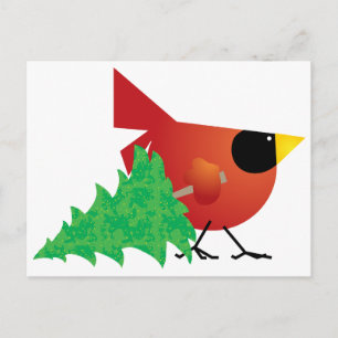 Cartes Pour Fêtes Annuelles Cardinal rouge portant un sapin de Noël