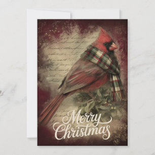 Cartes Pour Fêtes Annuelles Cardinal sur branche de houx et écriture Snowflake