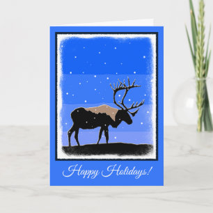 Cartes Pour Fêtes Annuelles Caribou en hiver - Art original de la faune