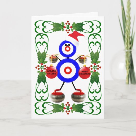 Cartes Pour Fêtes Annuelles Caricature de curling Noël (Devant)