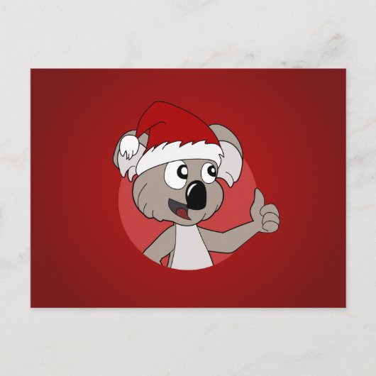 Cartes Pour Fêtes Annuelles Caricature de koala de Noël (Devant)