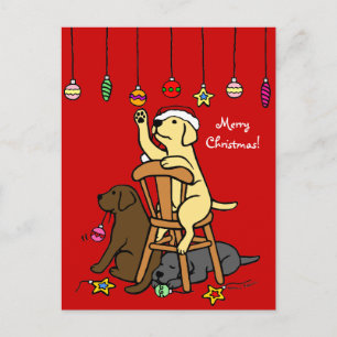 Cartes Pour Fêtes Annuelles Caricature de labradors et ornements de Noël