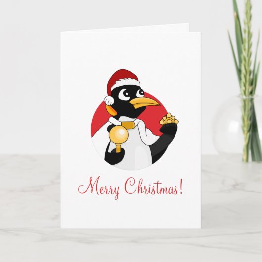 Cartes Pour Fêtes Annuelles Caricature de Noël de l'empereur pingouin (Devant)