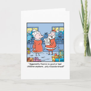 Cartes Pour Fêtes Annuelles Caricature de Noël Santas bonne et mauvaise liste