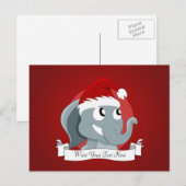 Cartes Pour Fêtes Annuelles Caricature d'éléphant de Noël (Devant / Derrière)